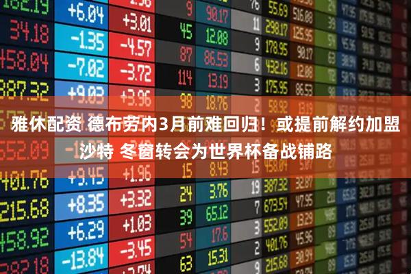 雅休配资 德布劳内3月前难回归！或提前解约加盟沙特 冬窗转会为世界杯备战铺路